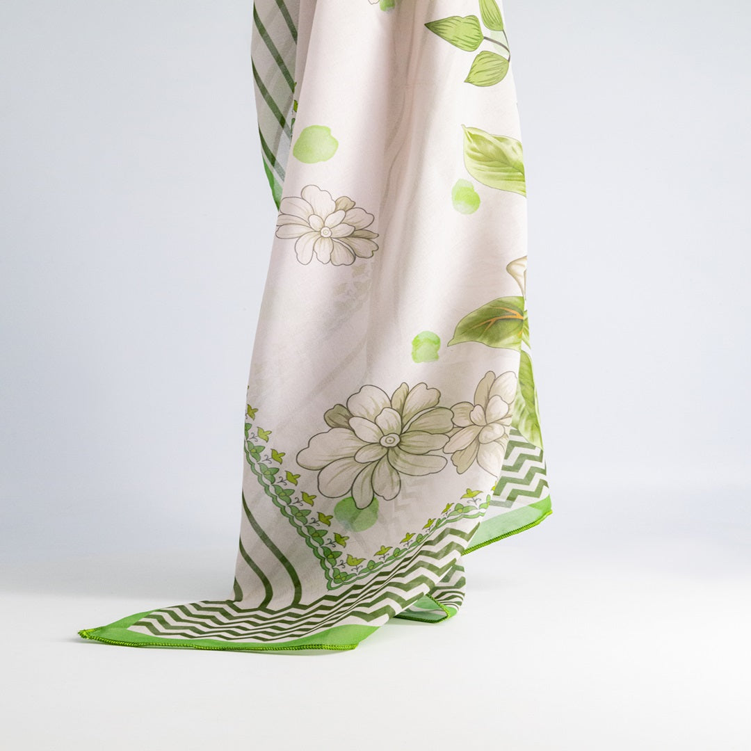 BIEGE & GREEN FLORAL STOLE