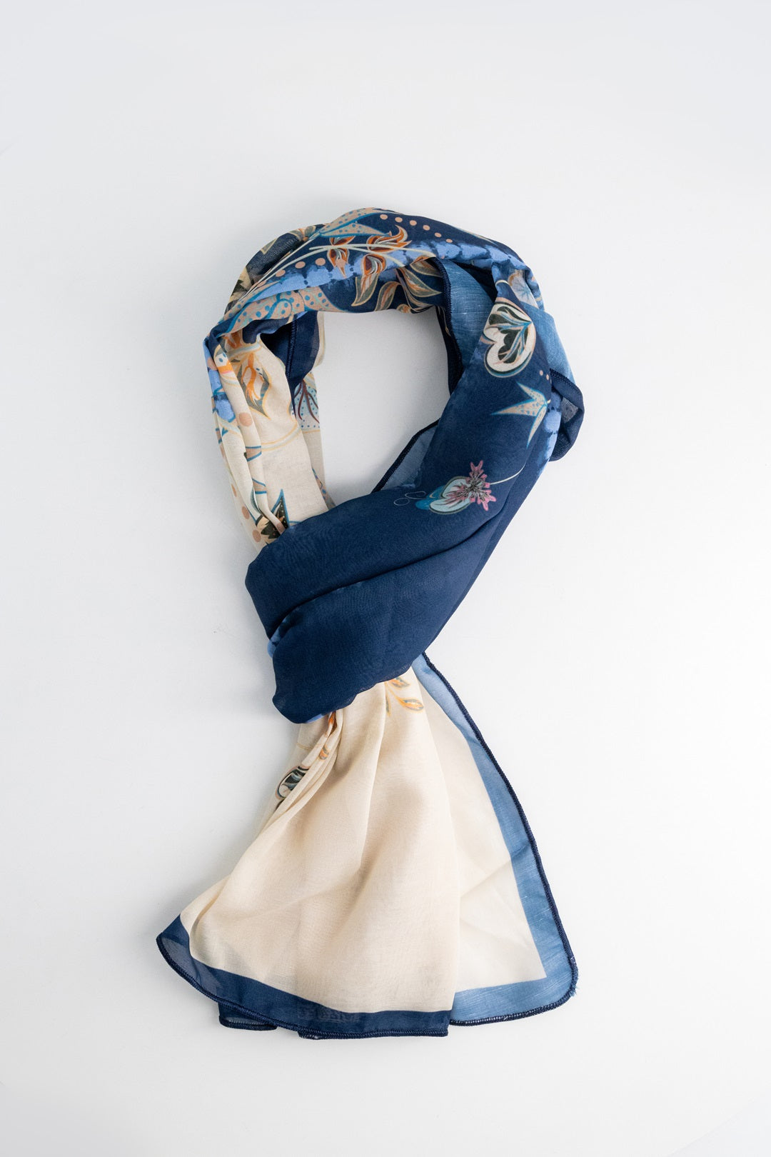 NAVY BLUE FLORAL STOLE