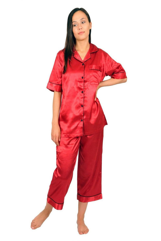 g&g Nights of Bliss Silky Satin Contract Pippin Pajama set Night Drees For Girls